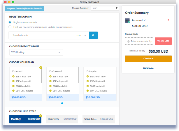 Fully Responsive WHMCS One Step Checkout