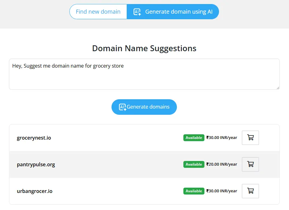 AI Based Domain suggestion module