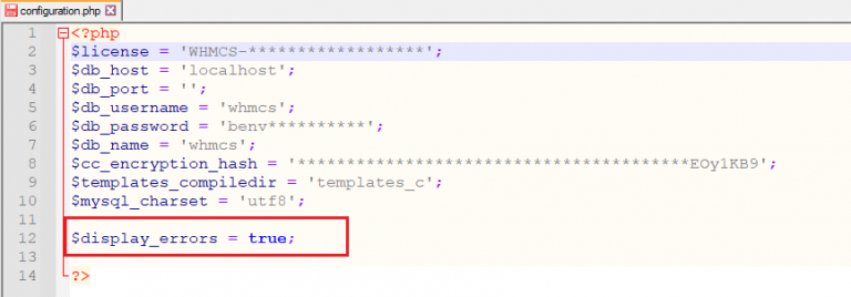 Enable Debugging via configuration.php