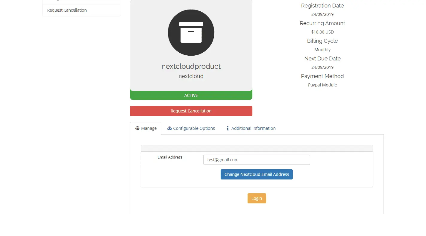 WHMCS-Nextcloud-Module-Client-Area-Section