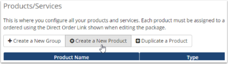 Click Create a New Product